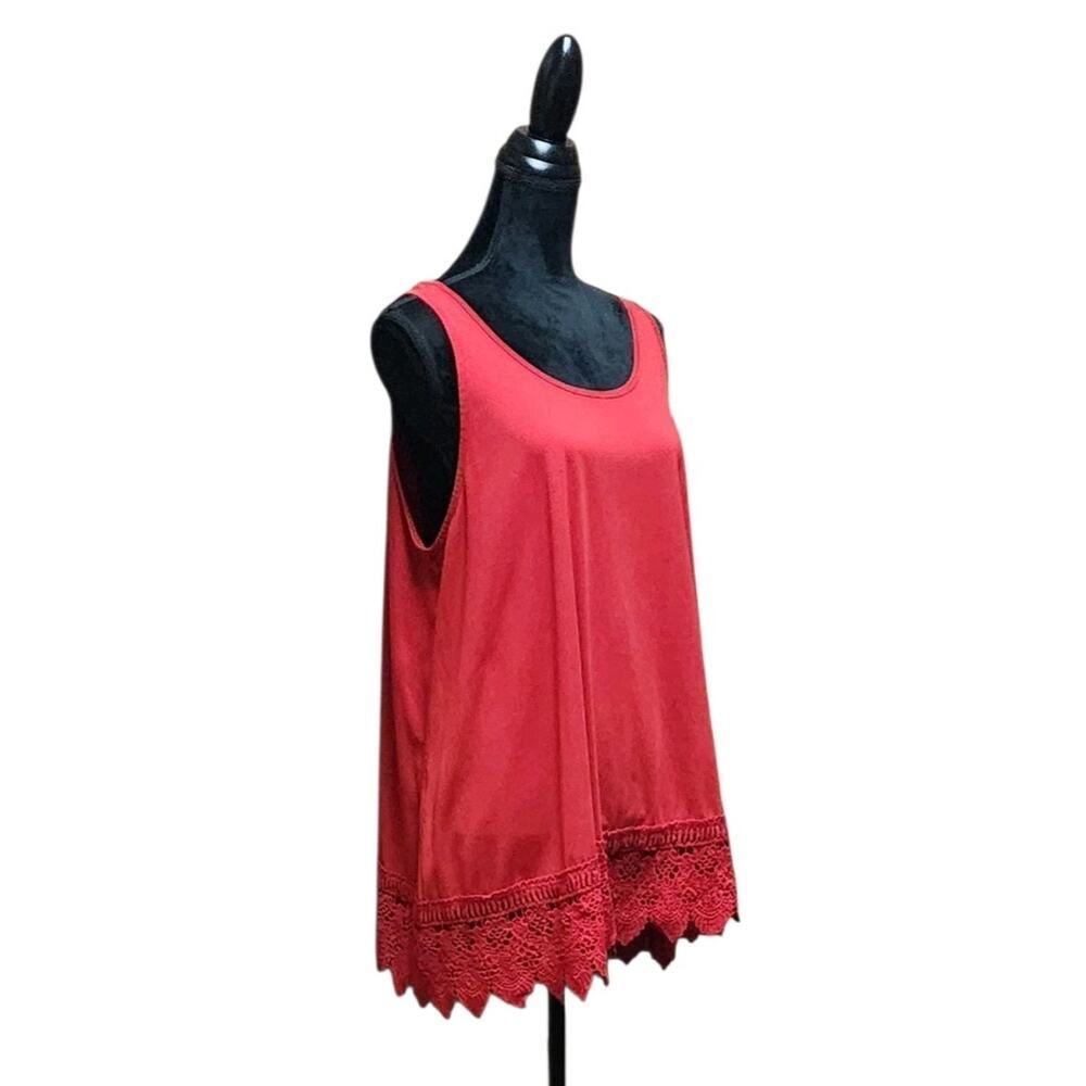 XMAJ Plus Size 2X Tank Top Red Travel Stretch Women's Casual Sleeveless Shirt - Picture 5 of 8